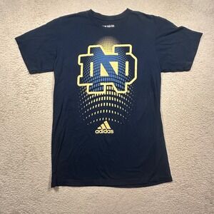 Adidas Notre Dame T-Shirt Mens Medium Navy Blue Graphic Logo NCAA Fan Gear